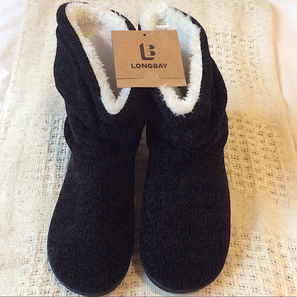 LongBay Black Chenille Knit Bootie
